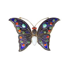 Enamel Sterling Stone Butterfly Brooch