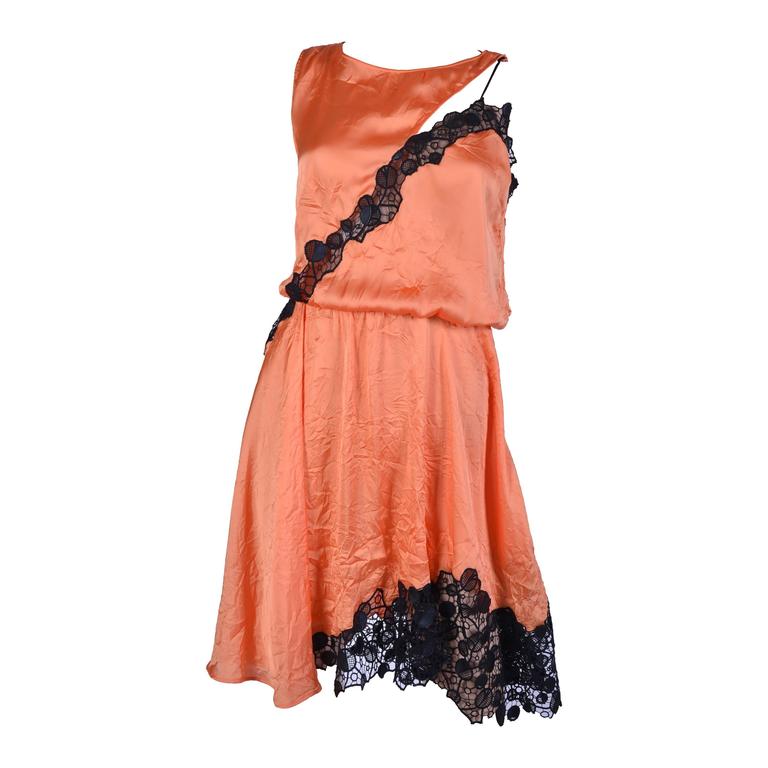 New VERSACE Orange Cocktail Dress For Sale at 1stdibs