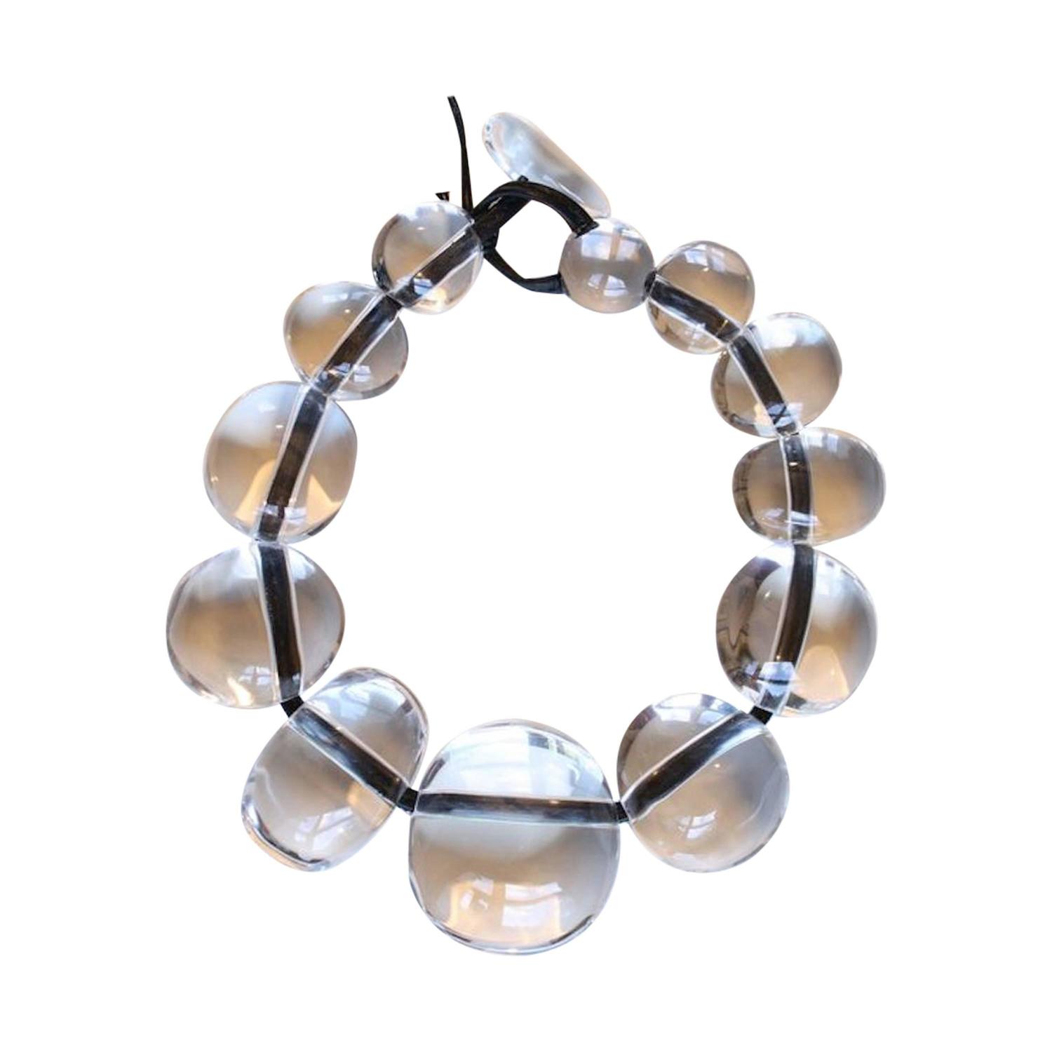 Monies Clear Acrylic Bead Necklace at 1stdibs