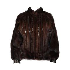 Vintage Giorgio Sant'Angelo Mink and Alligator Sports Coat with Leather