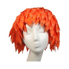 Jack McConnell Orange Petal Hat with Rhinestones