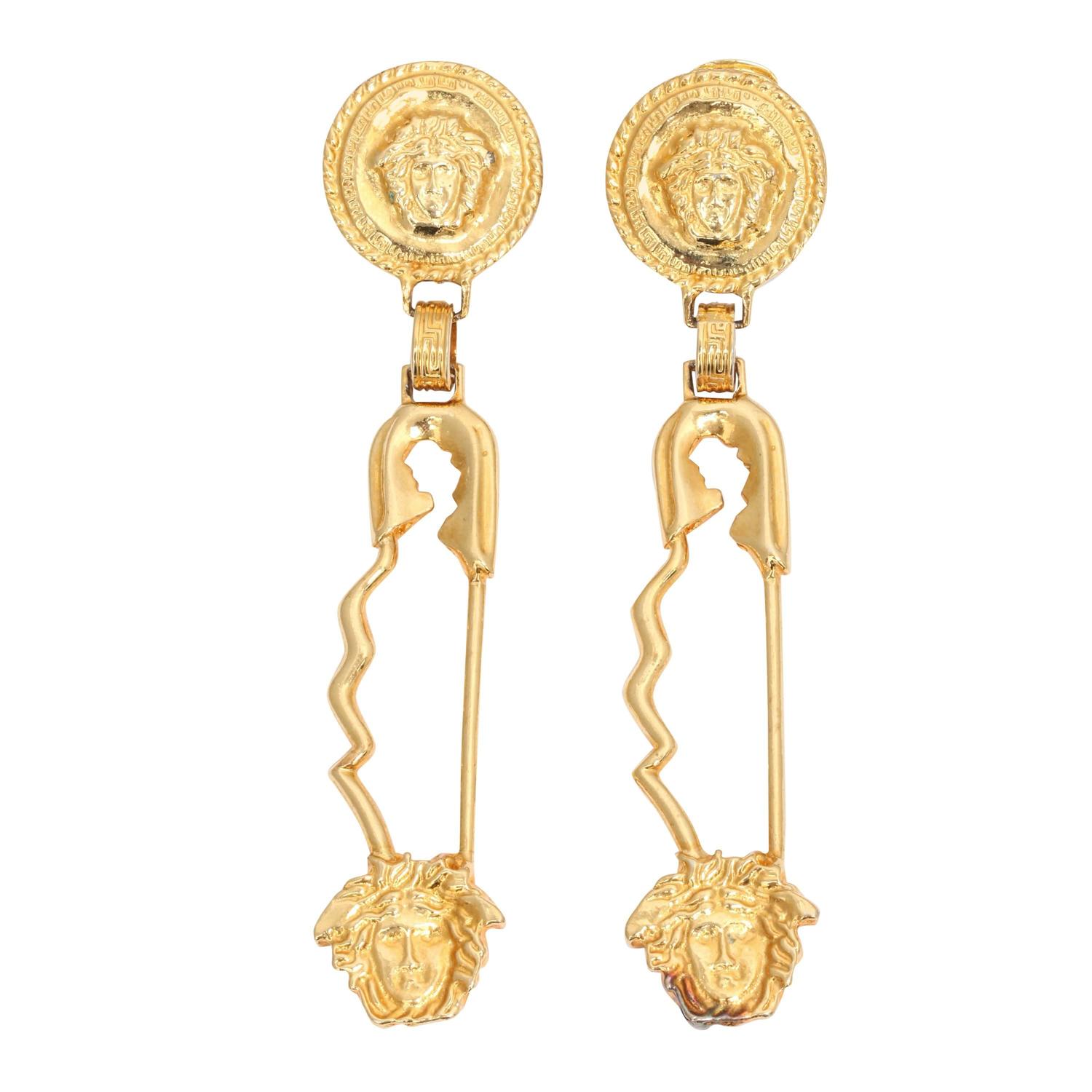 Rare Gianni Versace Large Safety Pin Earrings at 1stdibs