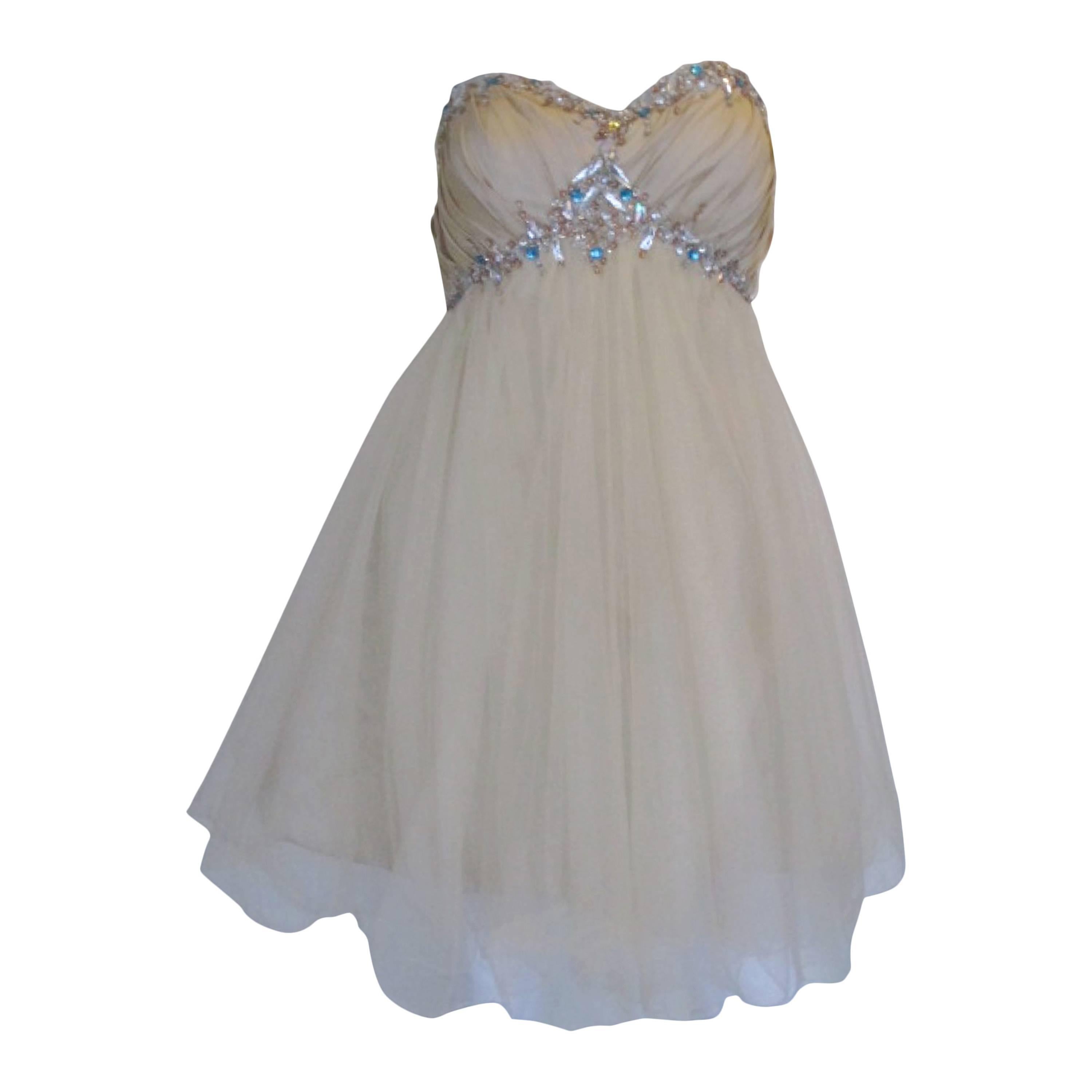 Exuberant Champagne Diamante Cocktail Dress For Sale