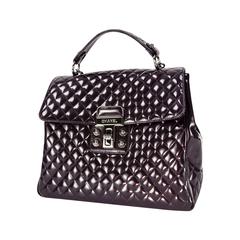 Chanel Vintage Large Patent Aubergine Tote Bag with Quilted Details 1