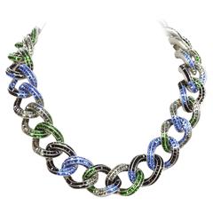 Chanel ’15 Multi-Colored Crystal Encrusted Chain Link Necklace rt. $6,650 4