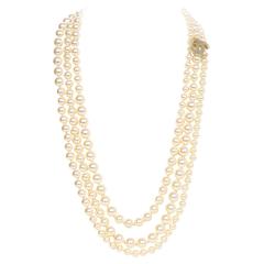 Chanel Three-Strand Graduated Pearl Necklace