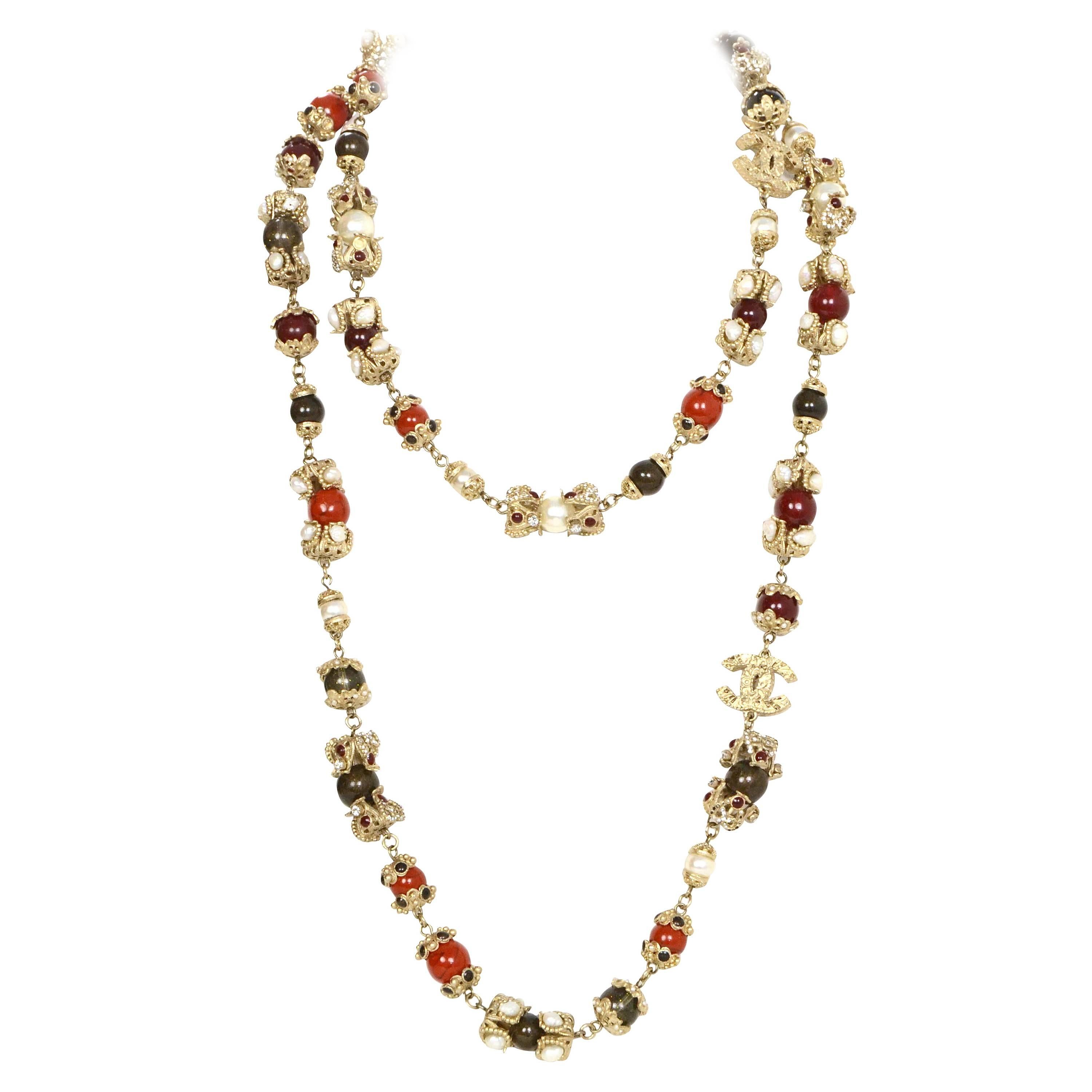 Chanel Paris/Moscow Runway Bead & Pearl Necklace