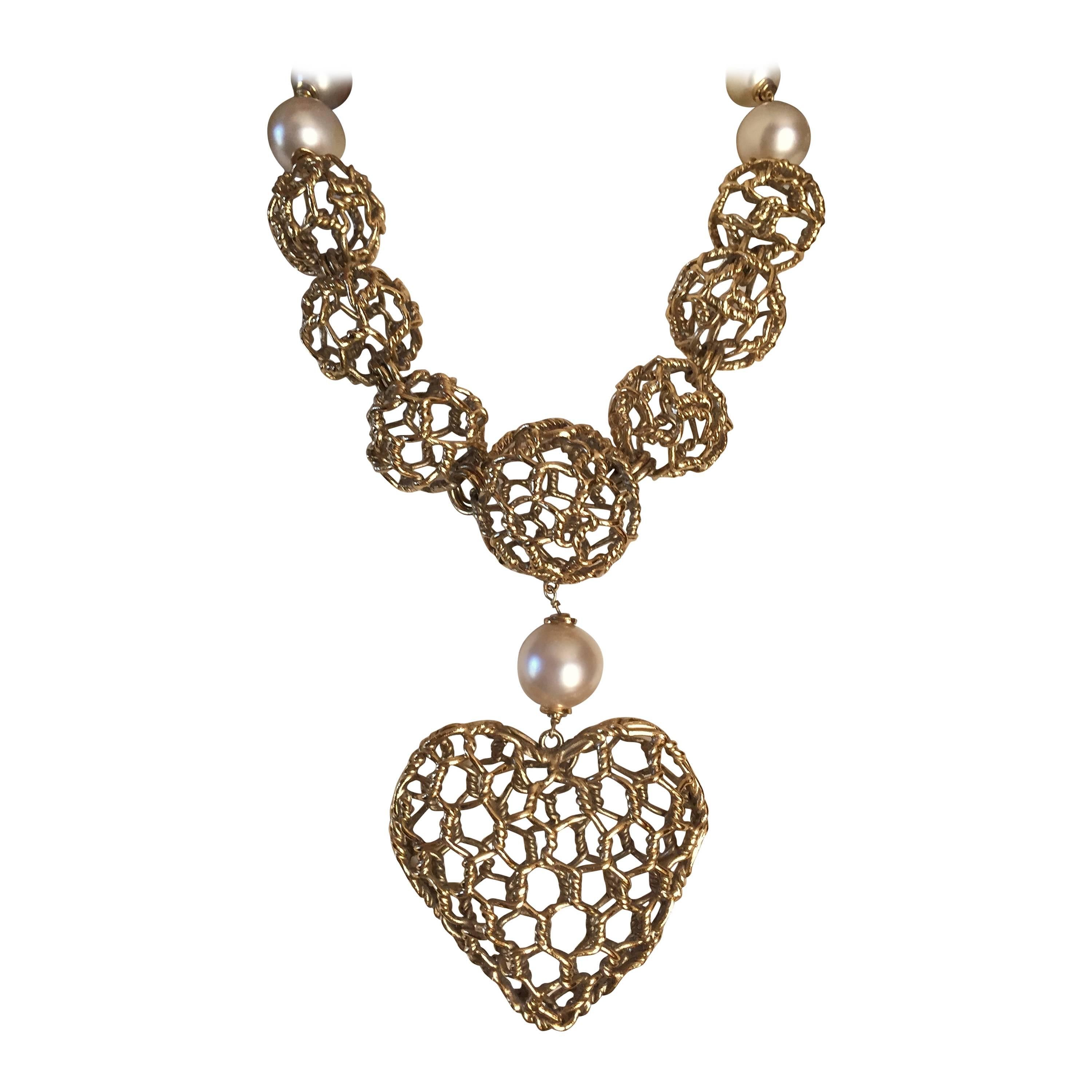 Yves Saint Laurent Giant Barbed Wire Heart Runway Necklace For Sale