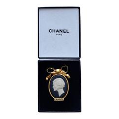 CHANEL Large Vintage Coco Chanel  Cameo Brooch 1980's