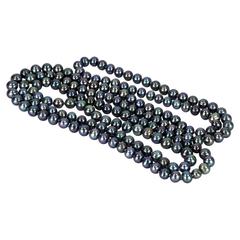 Striking Long Silver Grey Pearl Necklace 4