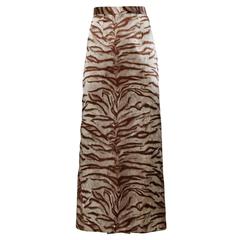 Jean-Louis Scherrer Vintage Animal Screen Print Silk Maxi Skirt