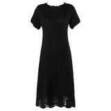 1960er Jahre Schwarzes handgehäkeltes Kleid aus italienischer Wolle