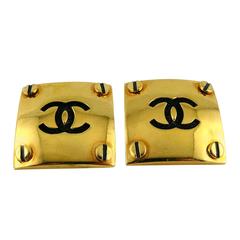 Chanel Vintage Rare Massive Screw Stud Earrings 11