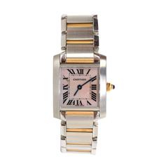 Cartier 20mm Yellow Gold Stainless Steel Tank Francaise Wristwatch
