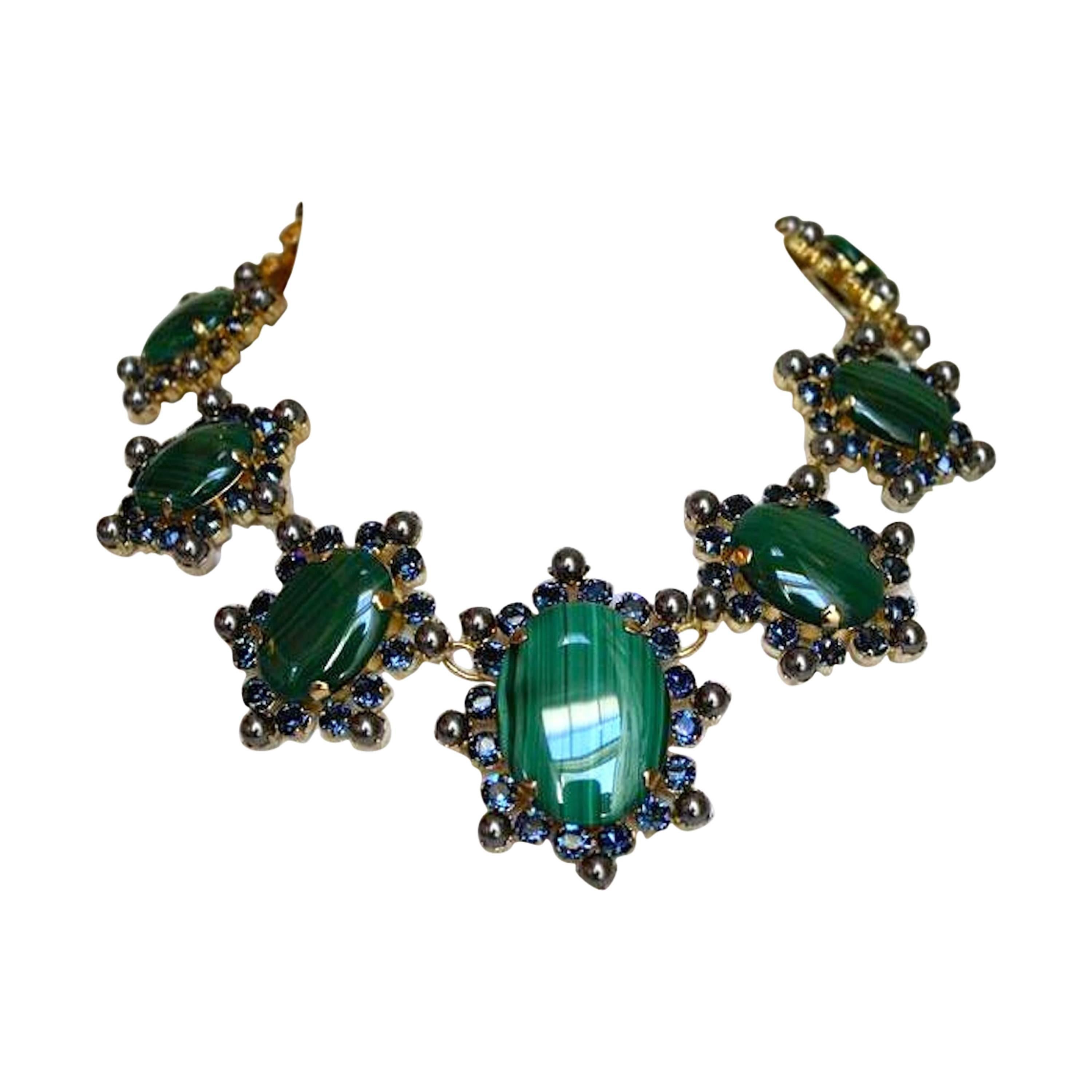 Philippe Ferrandis Malachite and Glass Pearl Necklace