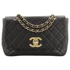 Chanel Vintage CC Chain Flap Bag Quilted Caviar Medium