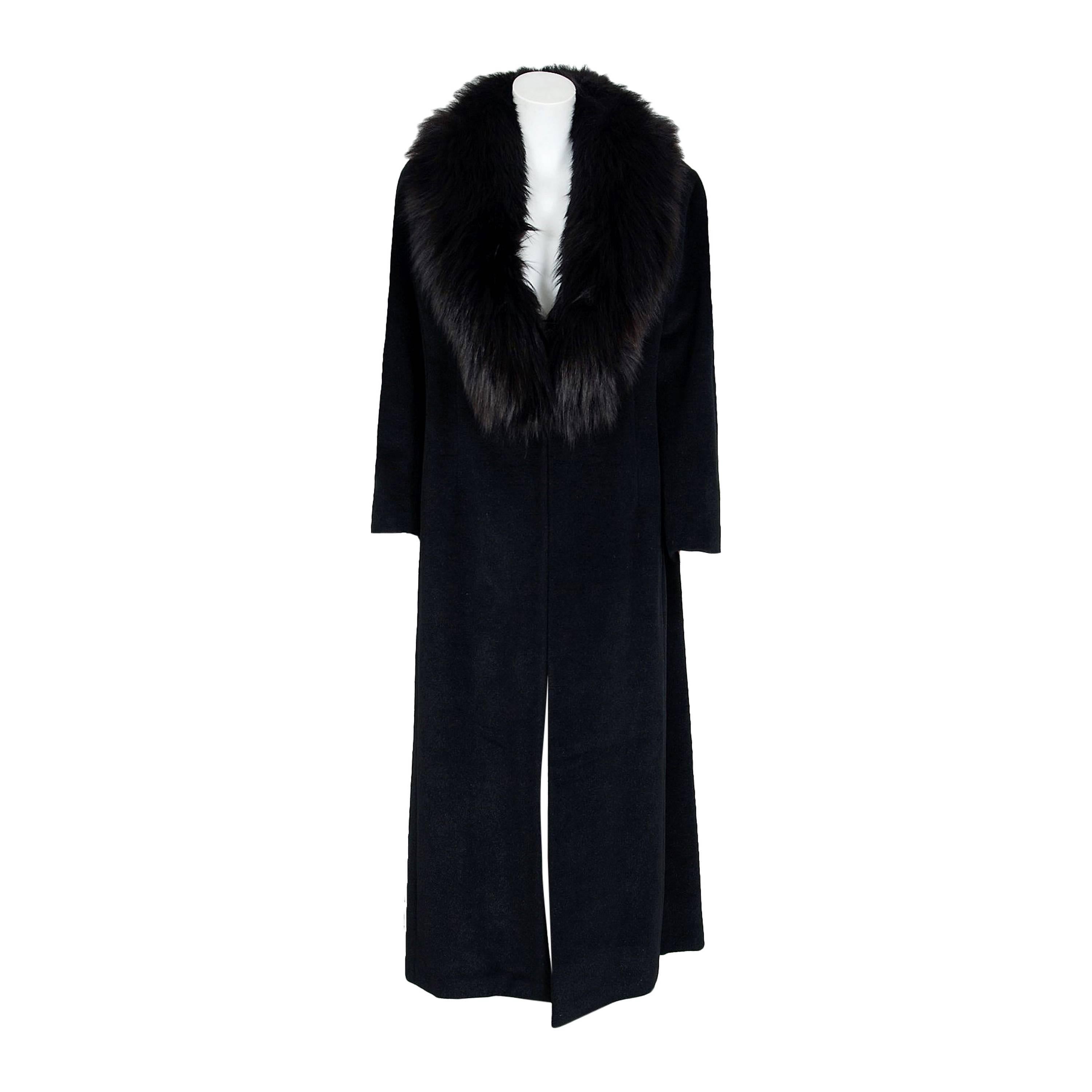 1958 Sorelle Fontana Haute-Couture Black Wool Fox-Fur Coat Owned By Ava Gardner
