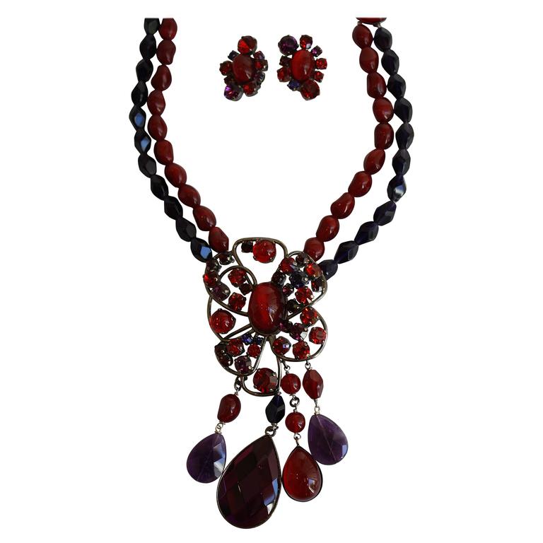 Philippe Ferrandis Gl Cabochon And Swarovski Crystal Necklace Philippe Ferrandis Gl Cabochon And Swarovski Crystal Necklace Earring Set For