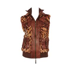 John Galliano Leopard and Leather Vest 