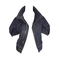 Current Escada Dark Denim Short Sleeve Origami Chic Blue Jean Jacket 4