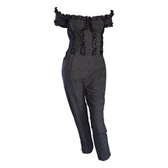 Retro Brioini 1980s Ruffled Corset Cropped Polka Dot Jumpsuit Onesie 