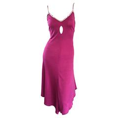 Sexy Vintage David Howard Studio 54 Hot Pink + Silver Sequins Cut - Out Dress