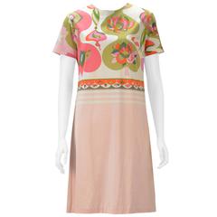 Late 1960's Emilio Pucci Multi Color Short Sleeve Dress 