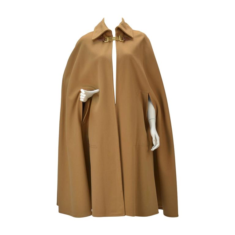 1970s Classic Celine Tan Wool Cape at 1stDibs | celine cape, tan cape ...