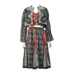 1980s Koos van den Akker Floral Plaid Ensemble