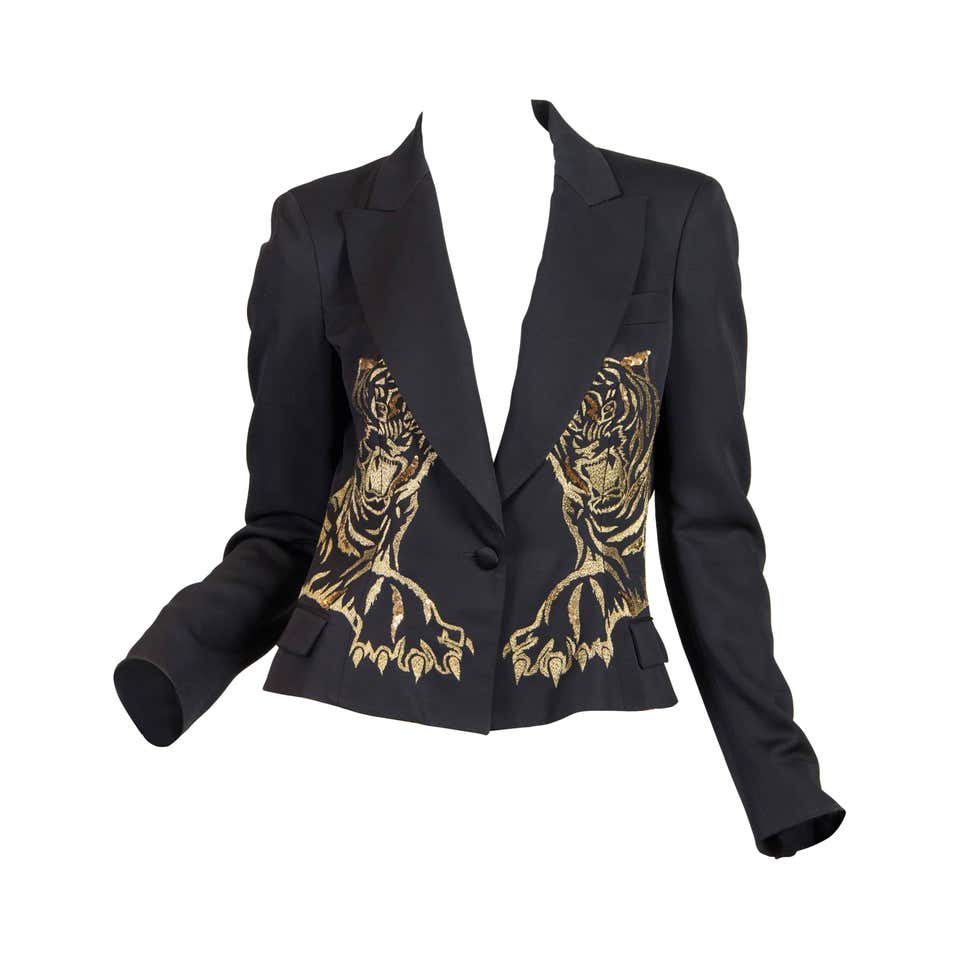 Alexander McQueen Jacket with Embroidered Gold Tigers at 1stDibs ...