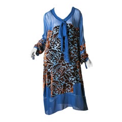 Antique 1920s Raoul Dufy style Silk Velvet Dress