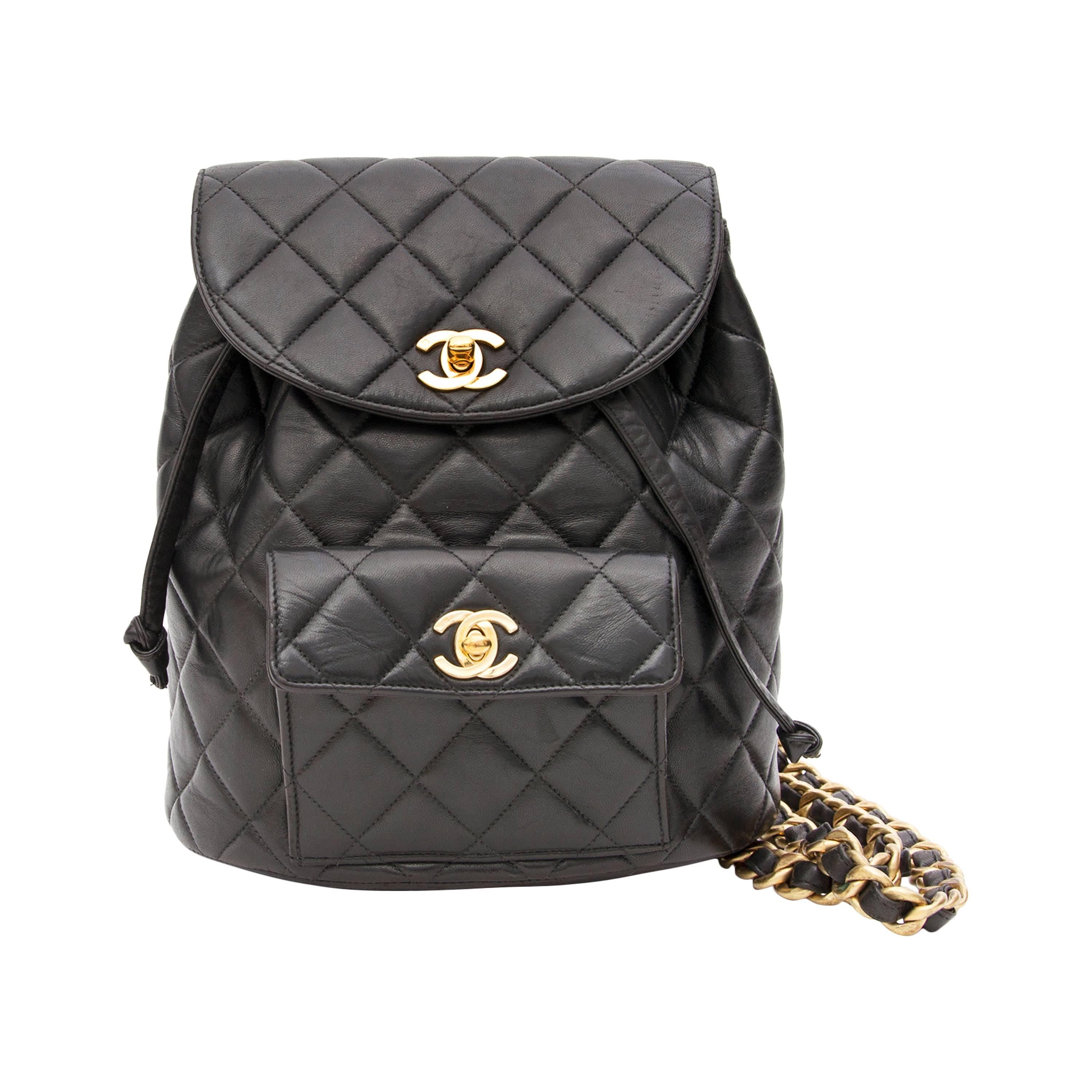 Chanel Black Quilted Leather Backpack at 1stDibs | chanel black leather ...