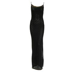 John Galliano For Christian Dior Lurex Knit Beaded Evening Gown Fall 2001