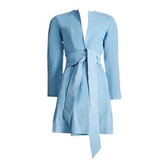 70s RARE Halston Sky Blue Ultrasuede Coat