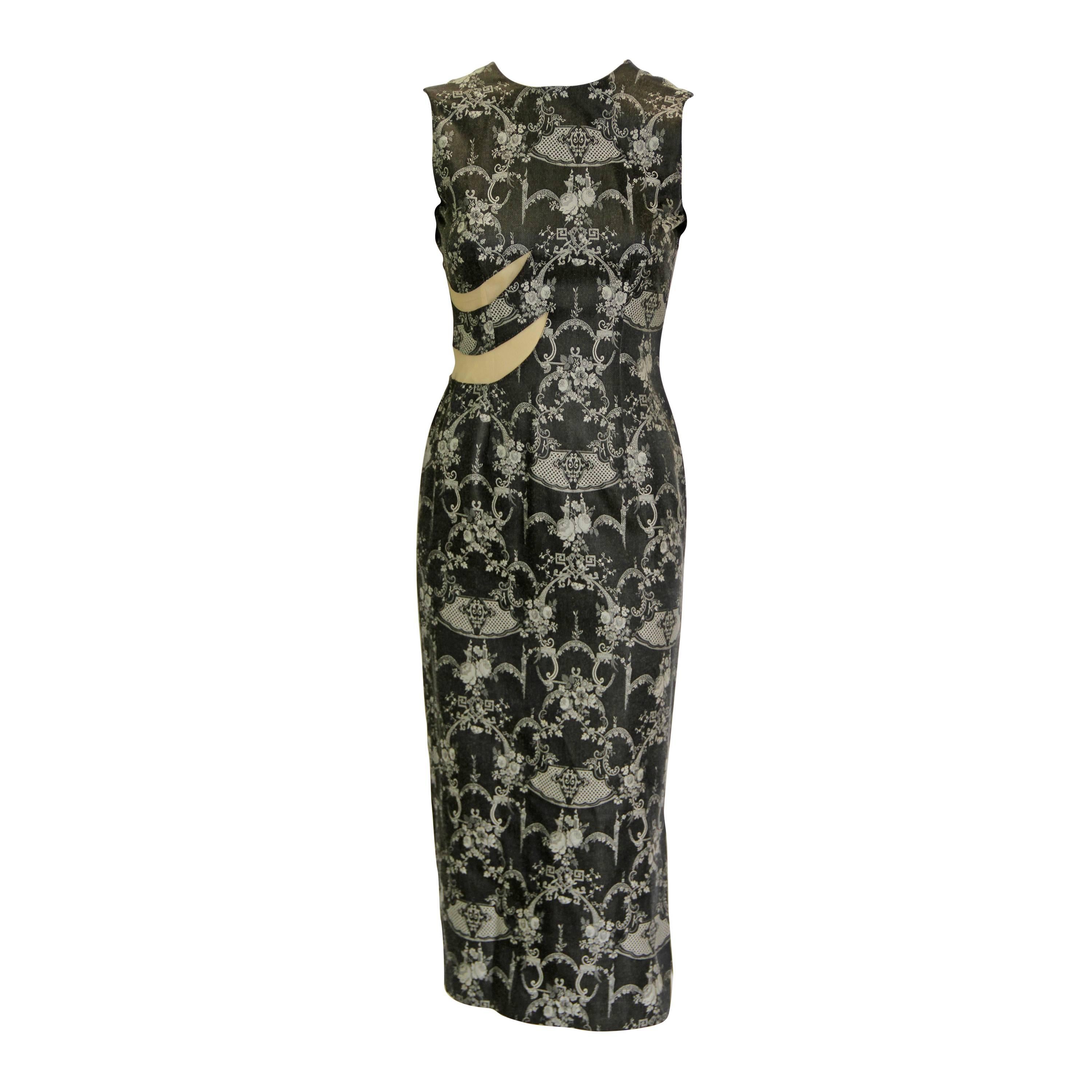 Alexander McQueen Tapestry Printed Cut-Out Dress 1996 For Sale