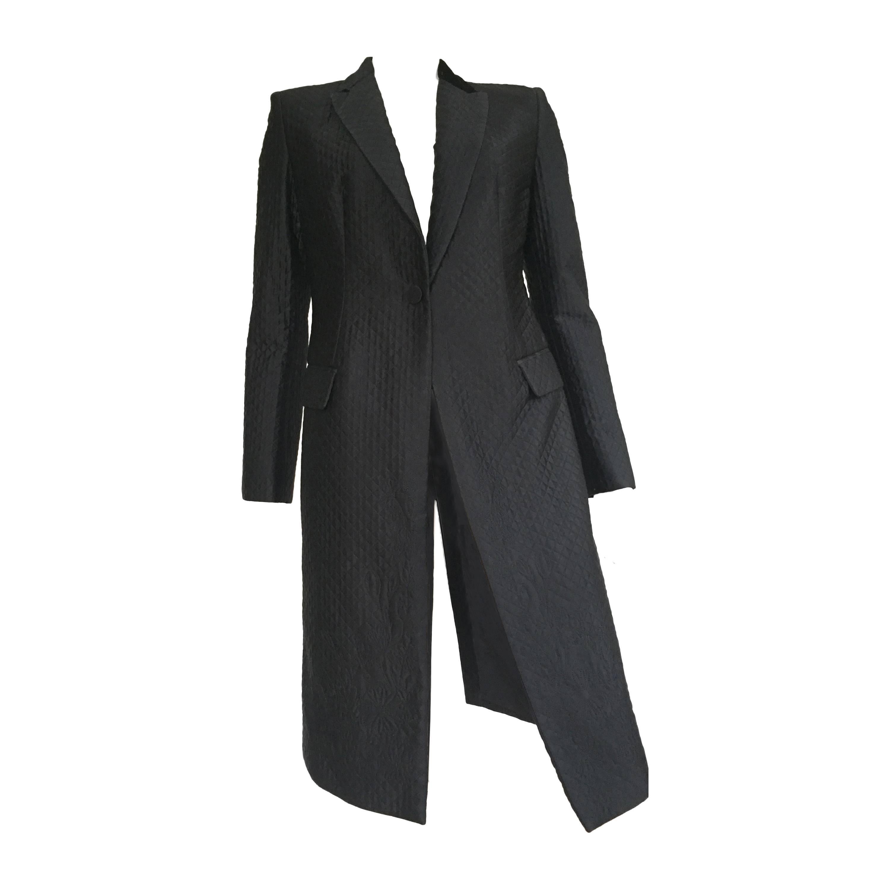 Alexander McQueen 2005 black silk long coat size 8. For Sale