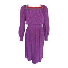 Vintage 1976 A/H Emanuel Ungaro Couture Silk Floral Print Day Dress No. H.310-9-76