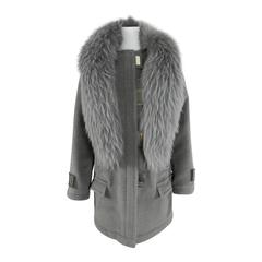Jason Wu Grey Wool and Fur Trim Runway Coat