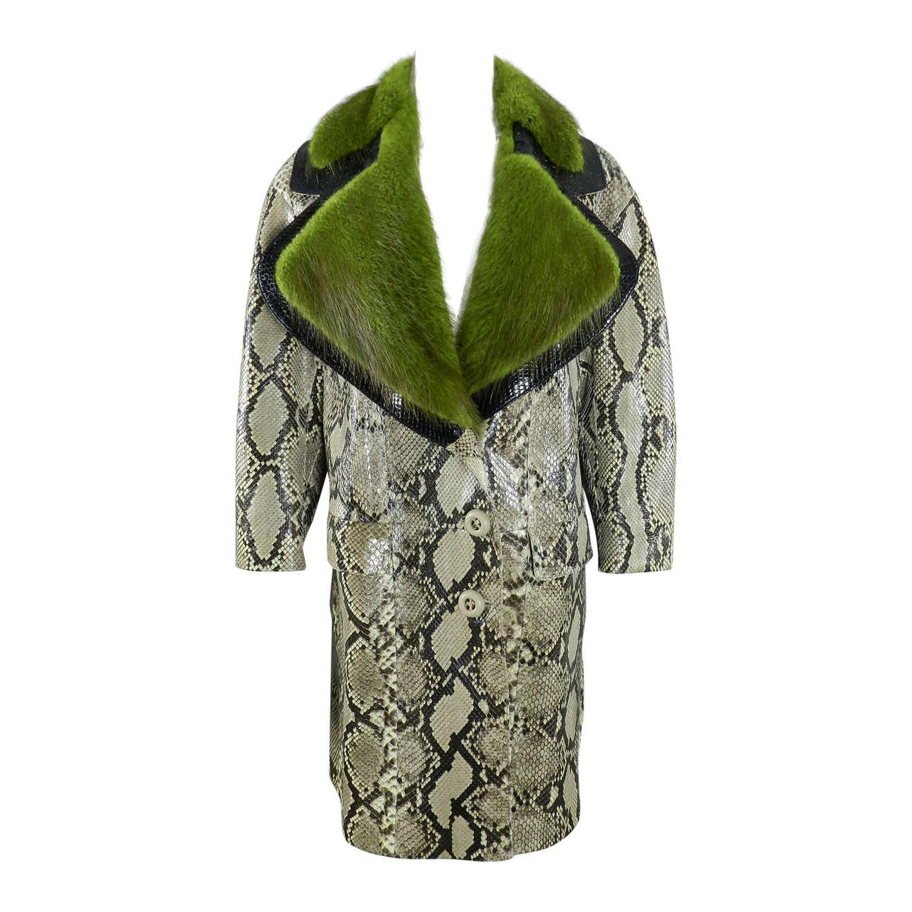 Prada Fall 2011 Runway Ad Campaign Python and Green Fur Coat at 1stDibs