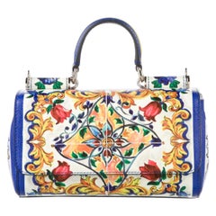 Dolce & Gabbana NEW Blue Multi Mini Kelly Evening Top Handle Shoulder Flap Bag