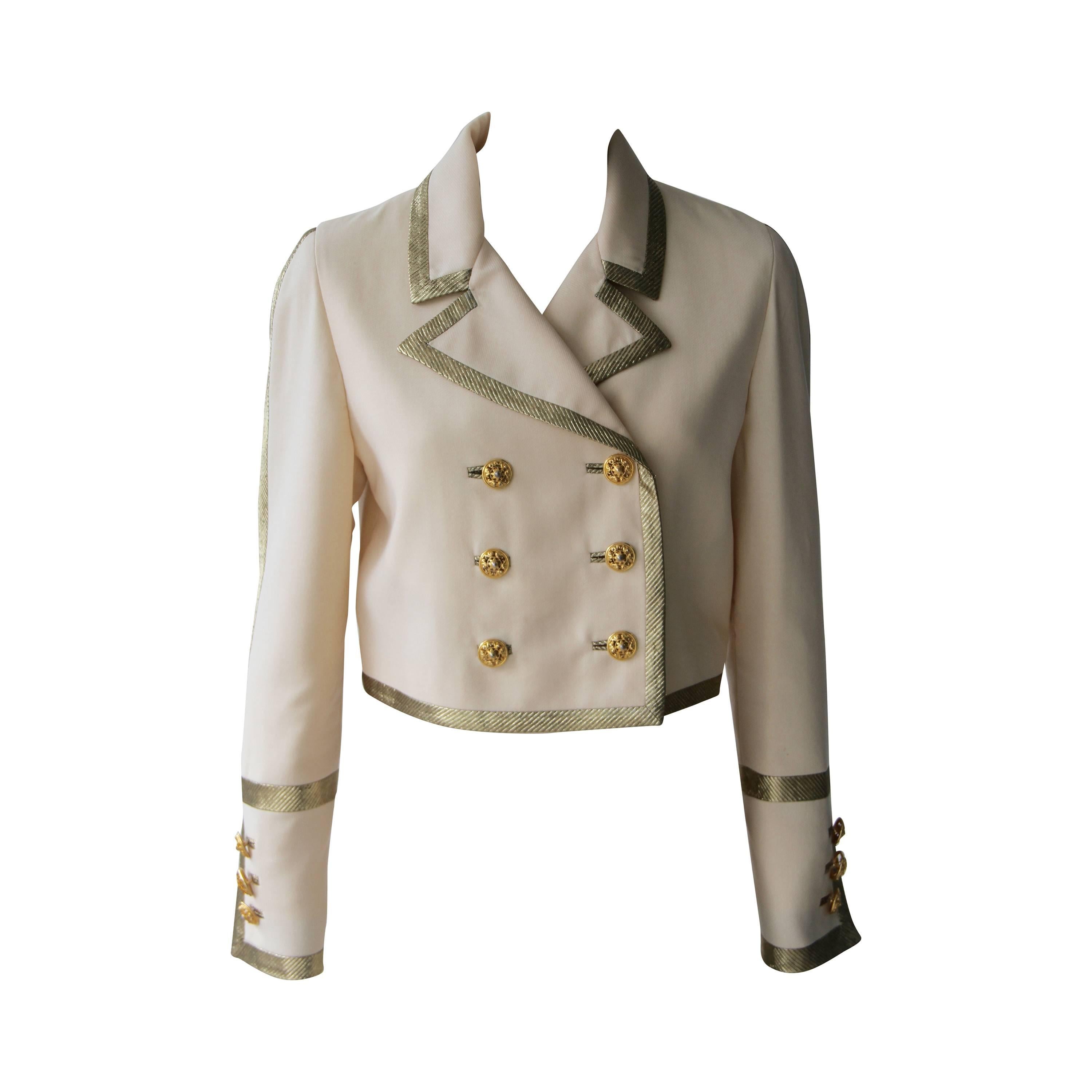Gianni Versace Cropped Gold Metallic Braid Jacket Spring 1992 For Sale