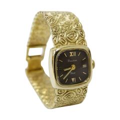 1972 Bulova Christian Dior 14k Gold Wristwatch 