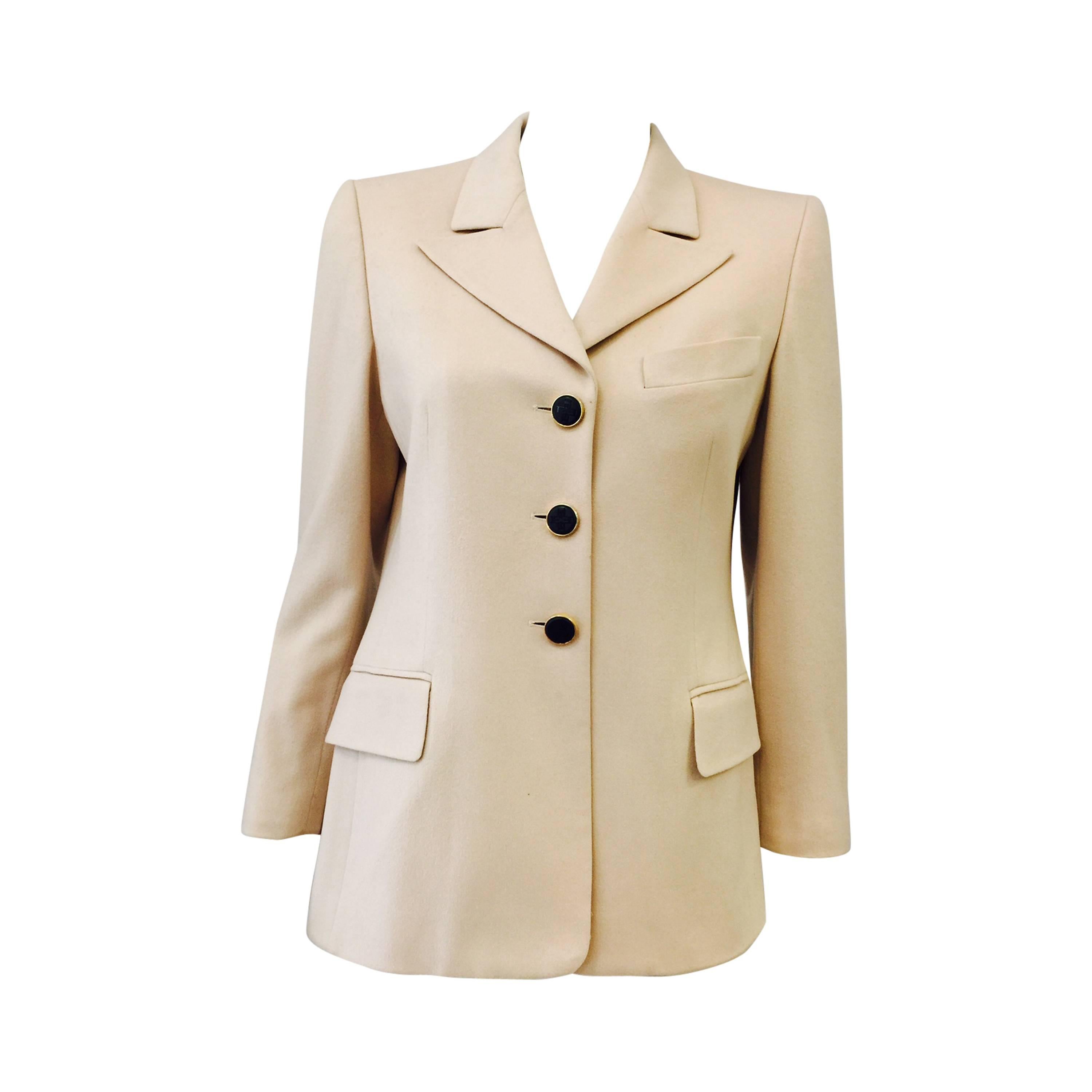 1990s Escada by Margaretha Ley Classic Camel Cashmere Blazer  For Sale