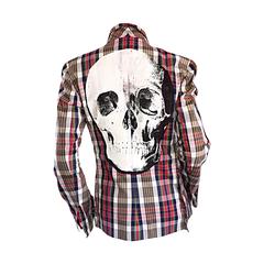 Libertine Impossible to Find Up – Biked Plaid Blazer mit handgemaltem Totenkopf