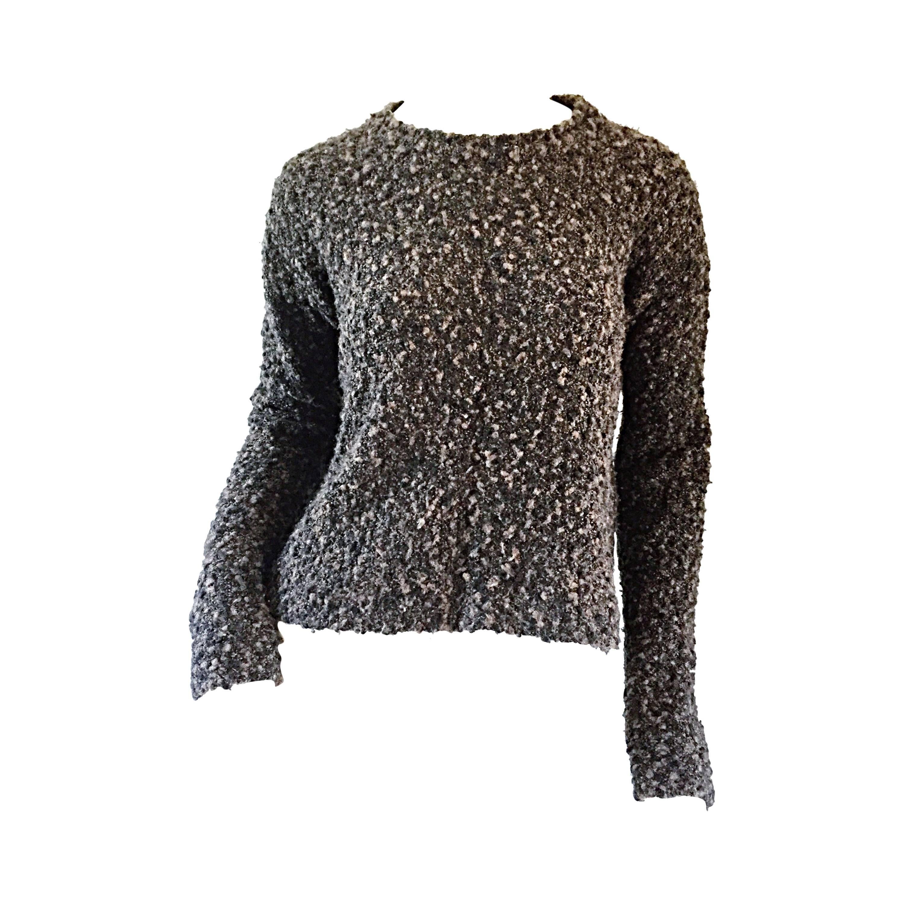 Chic Vintage Alessandra ' Made in Italy ' Gray Comfy Slouchy Crop Top Sweater