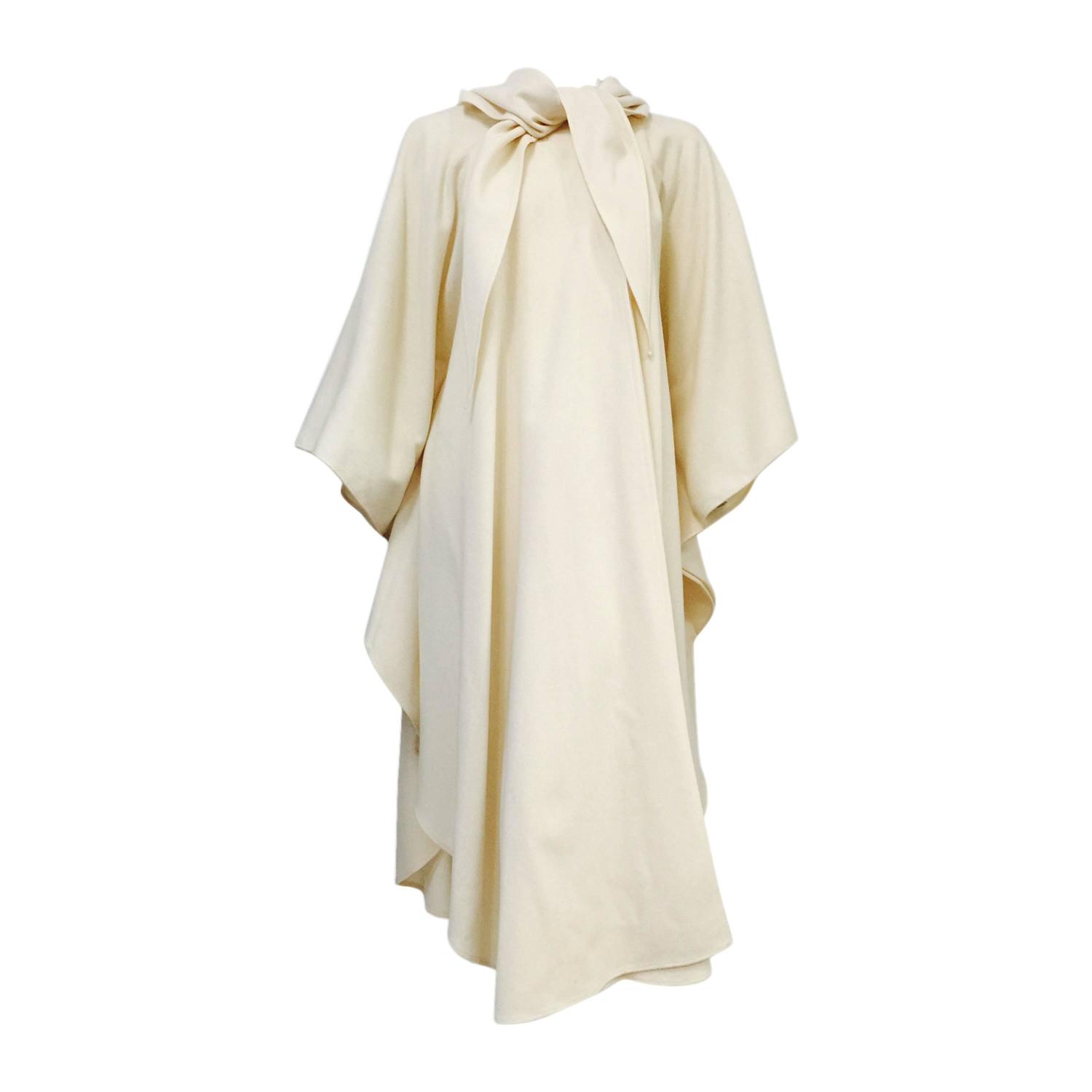 Yeohlee Ivory 100 Wool Hooded Wrap Coat at 1stdibs