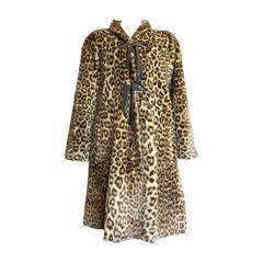 Vintage 1980's PAULINE TRIGERE Leopard faux-fur coat