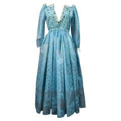 Un abito da sera di Zandra Rhodes in organza stampata - Influenza Fortuny - Circa 1980