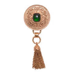 CHANEL 18K Gold Plated Pin with Tassle