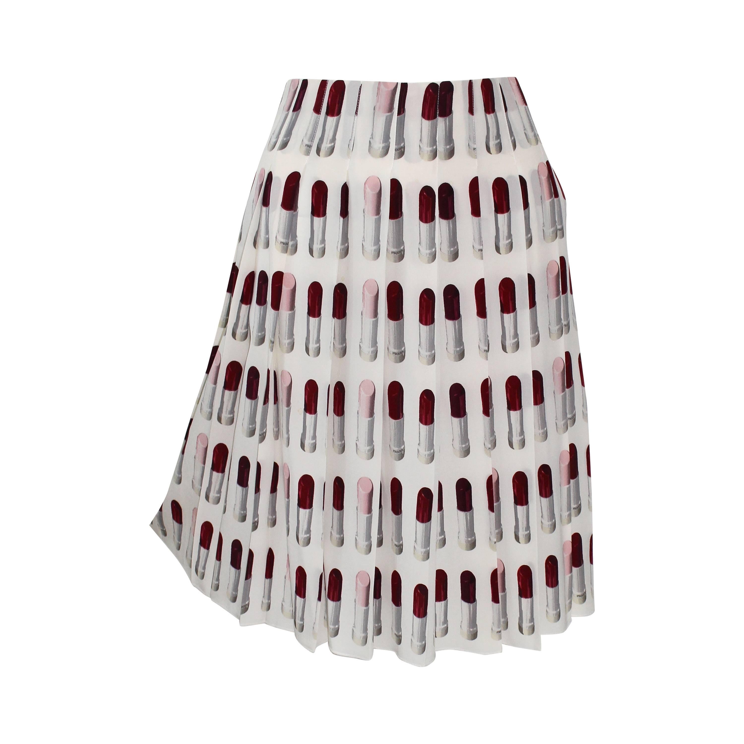 Prada Lipstick Skirt - For Sale on 1stDibs | prada lipstick skirt charlotte,  prada lipstick print, lipstick print skirt